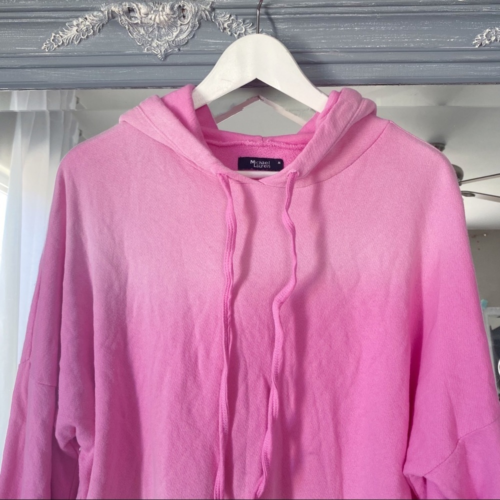 NWT‎ Michael Lauren Gower Sweatshirt Drawstring Hoodie Sweater Pullover Pink M - Picture 8 of 11